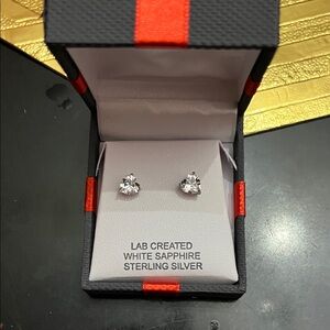 Sterling Silver White Sapphire Earrings